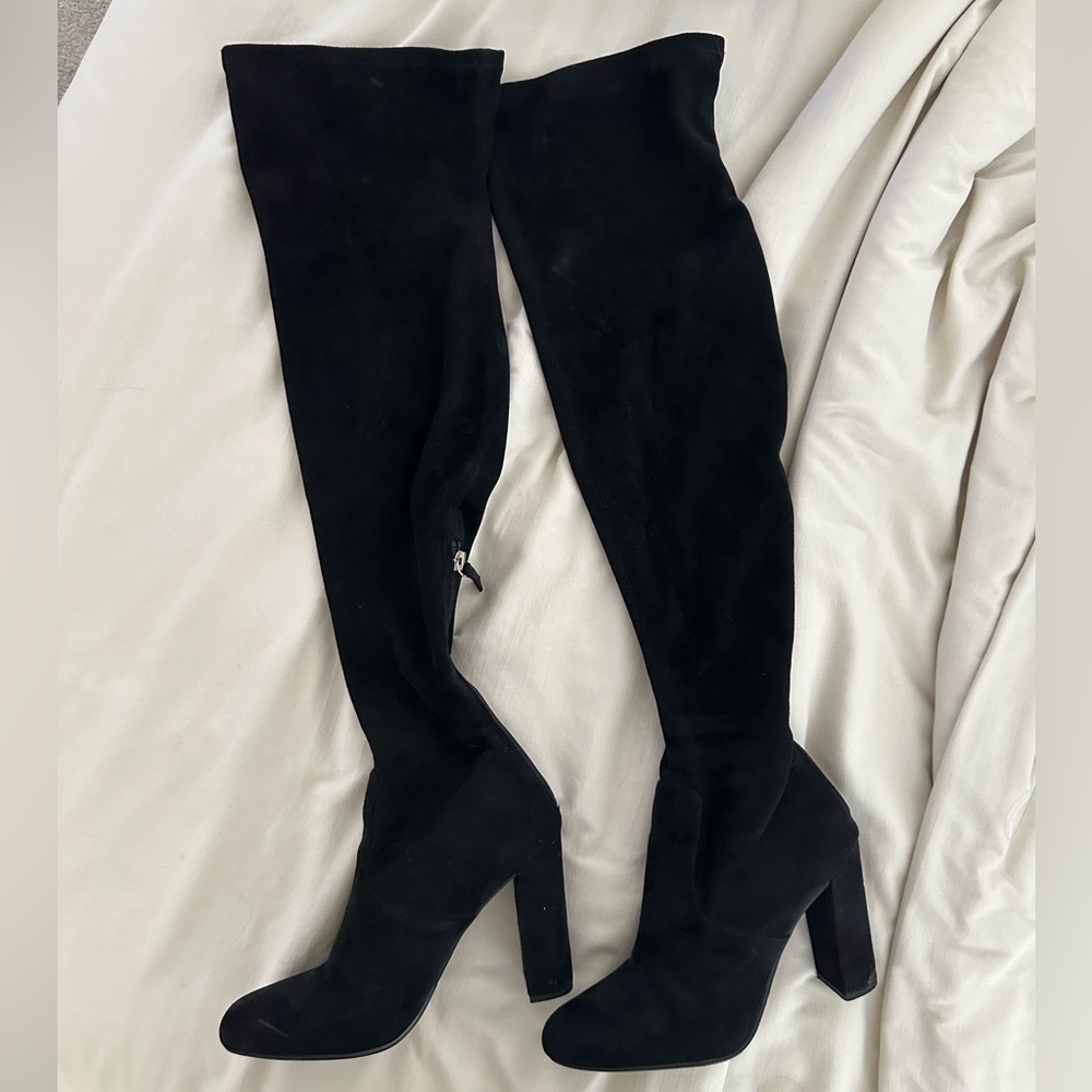 STEVE MADDEN EMOTIONS THIGH HIGH HEELED BOOTS
